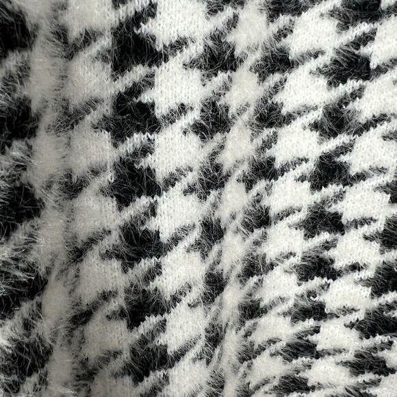 CYRUS Size M Coatigan Open Cardigan Coat Long Black White Houndstooth Pockets - Picture 5 of 6